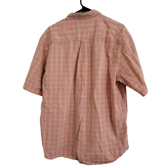 Alan Flusser Button Front Shirt Mens Size XL Orange Striped Short Sleeve Cotton - Picture 2 of 4